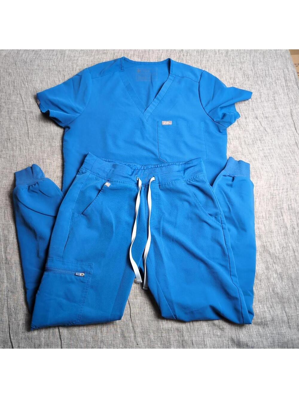 Figs scrub set - Catarina top S, Zamora joggers XS - royal blue